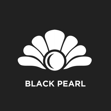 Black Pearl brand logo featuring a white stylized pearl within an elegant open clamshell icon on a dark background, minimalist graphic design.