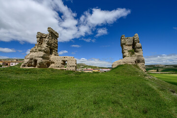 Ruins of the medieval castle of Palenzuela in Palencia countryside