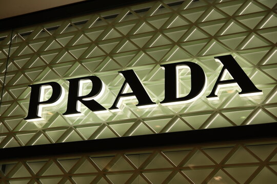 Paris,France-Oct.5th 2025: PRADA company brand logo
