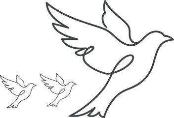 Minimalist dove in flight with outstretched wings