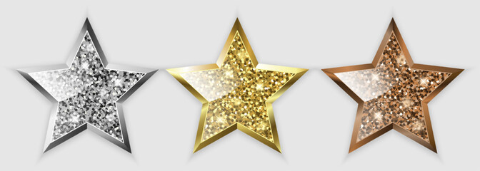 Obraz premium A set of three glitter rating stars