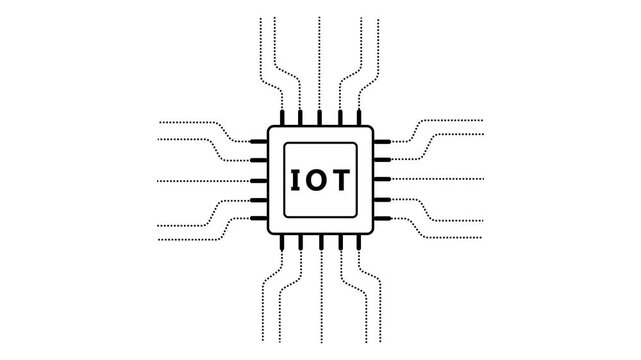 Central Processing Unit Chip with Dotted Circuit Connections and I Label microchip integrated circuit