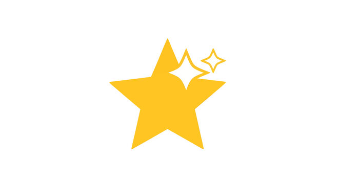 Yellow Star Icon with Sparkling Effect.