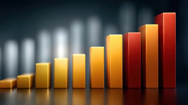 Red and gold bar chart visual representation of data using a prominent red and gold bar chart