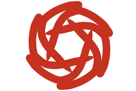 Hand drawn red scribble circle vector graphic