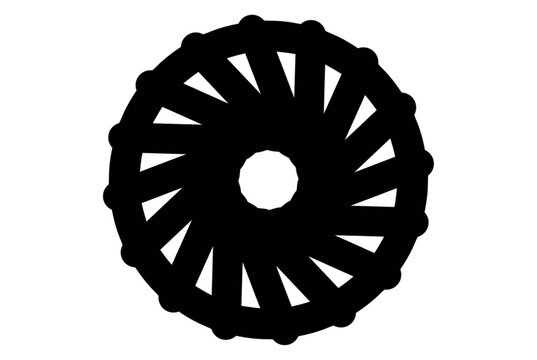 Black silhouette of a wagon wheel isolated on transparent background