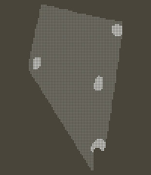 Nevada Grey and White Dotted Map on Brown with Nellis Range and Nevada Test Site Defense Tech