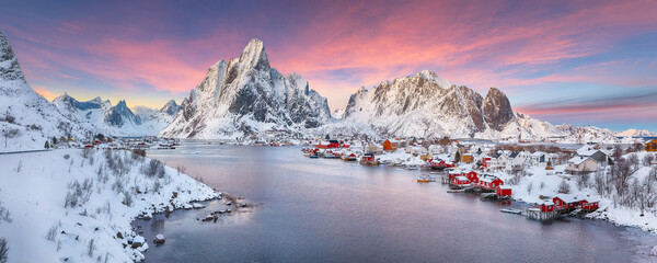 Outstanding panorama of Reine town. © pilat666