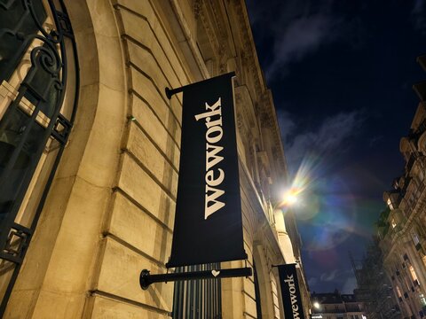 Paris,France-Oct.4th 2025: WeWork company brand logo
