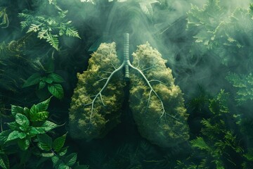 Naklejka premium Lungs made of plants symbolize the importance of clean air and nature for respiratory health