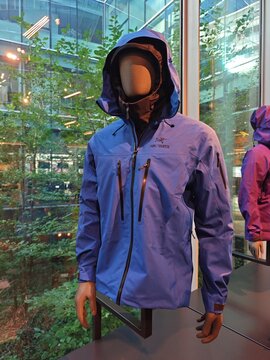 Paris,France-Oct.5th 2025: Arc'teryx shell jacket inside boutique