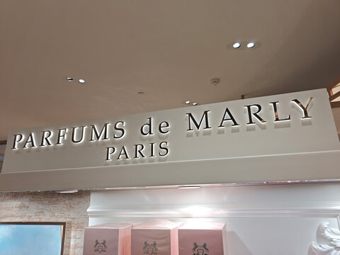 Paris,France-Oct.5th 2025: Parfums de Marly brand logo store sign