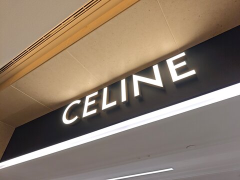 Paris,France-Oct.5th 2025: celine brand logo store sign