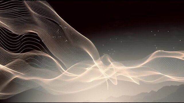 Stunning abstract waveform pattern with glowing lines on dark background