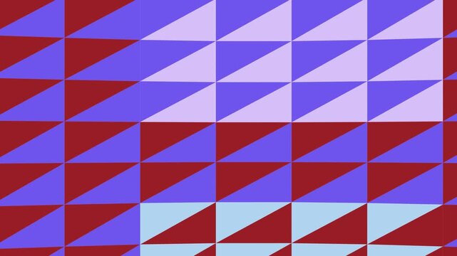 Abstract Geometric Pattern of Triangles in Red Blue and Purple Hues.