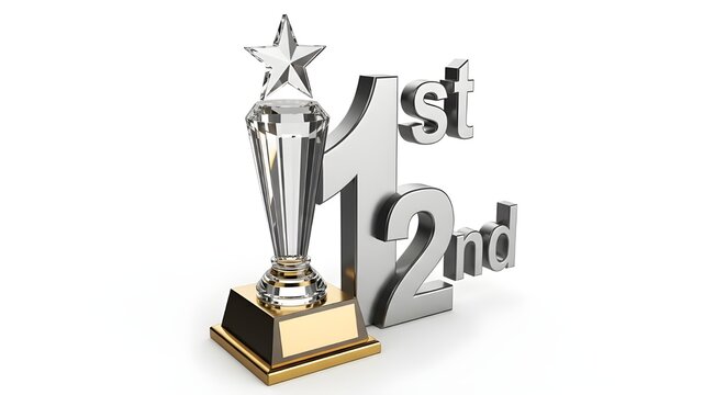 Ceremonia de entrega de premios Top 10 Reconocimiento Mejores ganadores Trofeo de reconocimiento Ilustraci&oacute;n 3d