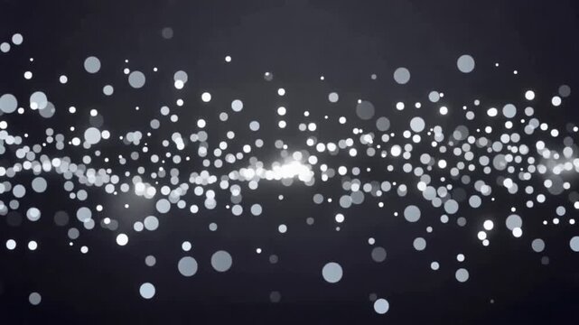 Silver Bokeh Lights Forming Gentle Flowing Wave Patterns on Deep Graphite Background