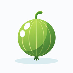 Green Gooseberry Illustration: A vibrant illustration showcasing a single, ripe gooseberry, perfect for culinary and design projects. The bright fruit promises a burst of refreshing flavor.