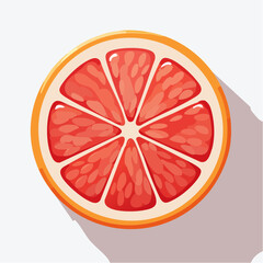 Grapefruit Slice Illustration: A vibrant illustration showcasing a cross-section of a juicy grapefruit, a citrus fruit, revealing its segmented interior and refreshing essence.