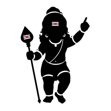Lord Murugan Black Silhouette with Vel Spear Minimal Vector