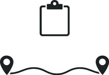Obraz premium Logistics update context depicted by a clipboard displaying a simplified route line and checkpoint dot reduced to a single clear