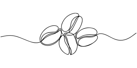 Obraz premium continuous line of coffee beans. one line drawing of coffee beans. line art of coffee beans. one line Icon drawing