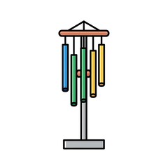 Colorful Wind Chime Illustration on White.