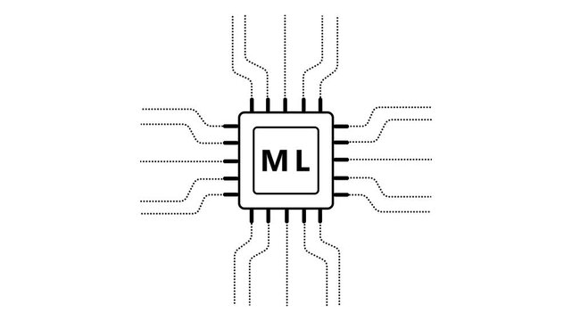 Microchip with Letter M and Abstract Circuitry Lines processor integrated circuit