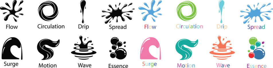 Fototapeta premium Abstract Liquid Logos in Various Styles and Colors on White Background for Branding