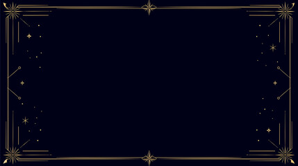 紺地に金の星空と幾何学模様のフレーム、ミステリアスな背景 © hamuu