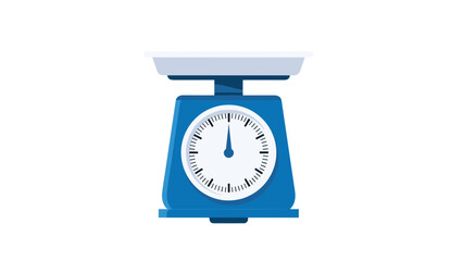 Modern blue kitchen scale illustration for weighing food ingredients and maintaining portion control in a healthy lifestyle.