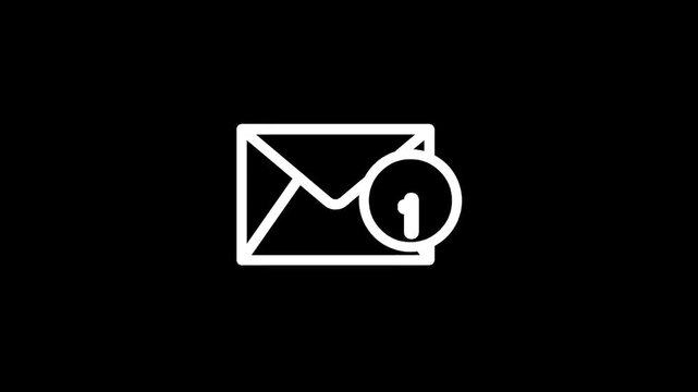 Simple white envelope icon with a notification badge indicating one new message