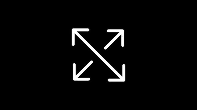 Minimalist white arrows indicating expansion and contraction on a black background