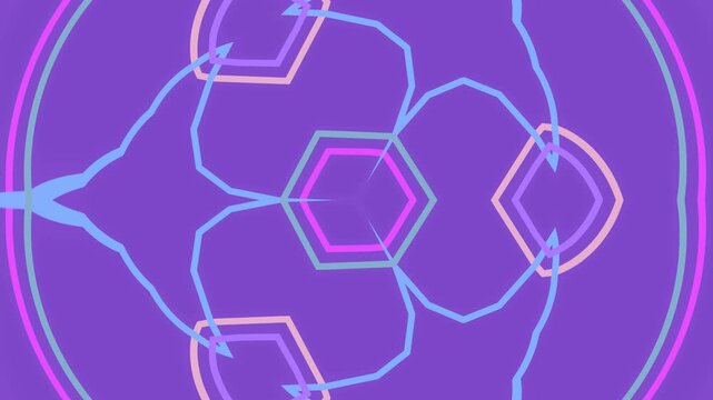 Abstract neon geometric patterns with vibrant glowing lines
