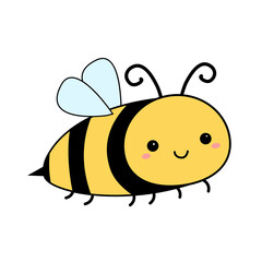 Bee bumblebee honeybee Black yellow flying insect icon. Cute cartoon kawaii funny baby character. Happy Valentines Day Card Sticker print. Childish style. Flat design White background. Isolated Vector