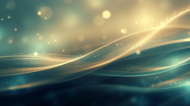 ダークティールの背景に輝く金色の流曲線抽象デザイン