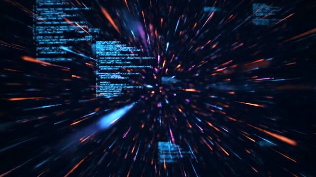 Digital explosion of colorful code 199