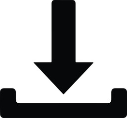 silhouette black download icon symbol for web and mobile interface vector design