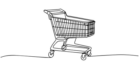 shopping cart, Shopping cart continuous one line drawing. © Graphics Art
