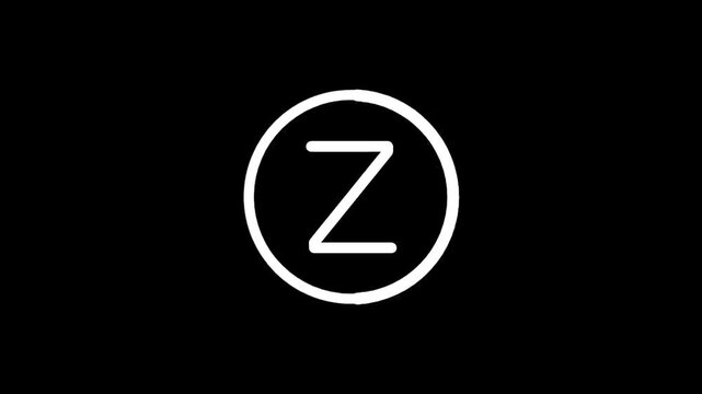 Minimalist white letter Z inside a circle on a black background