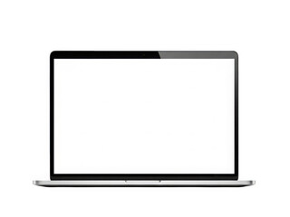 Modern Laptop Computer Displaying Blank Screen on White Background.