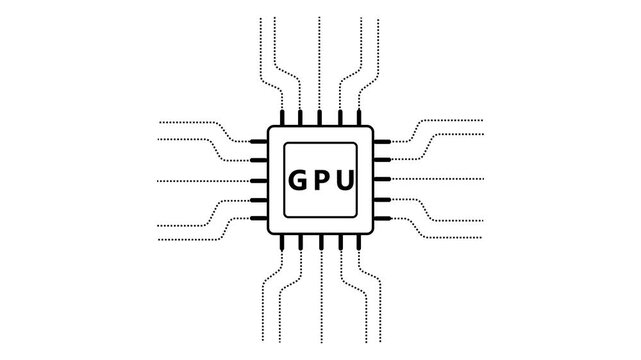 Central Processor Unit Chip with Letter G and Dotted Circuitry microchip integrated circuit