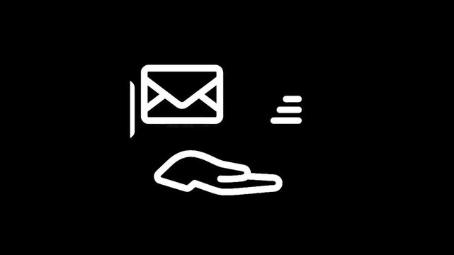 Hand holding an envelope icon with lines indicating sending or receiving messages
