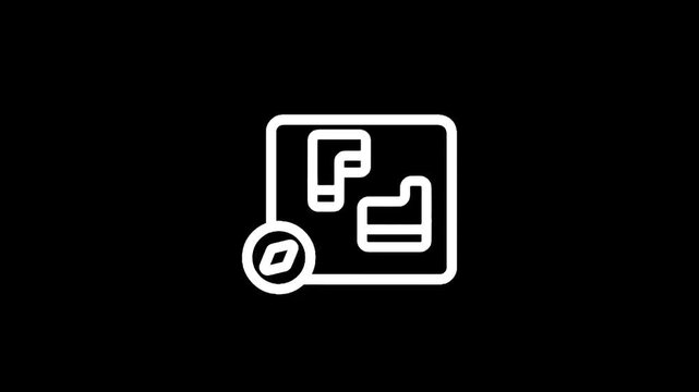 Simple icon representing a map with a compass, symbolizing navigation and exploration