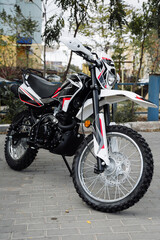 Fototapeta premium Enduro motorcycle in the showroom.