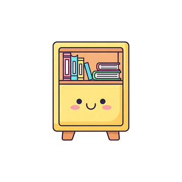 Cute Bookcase Illustration.