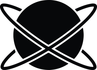 silhouette planet with two intersecting orbital rings for cosmic science vector design © Md