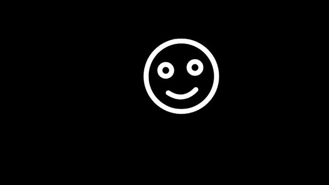 Simple white smiley face icon on a black background, minimalist design
