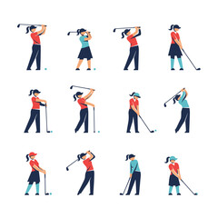 Fototapeta premium Collection of Small Golfer Silhouettes