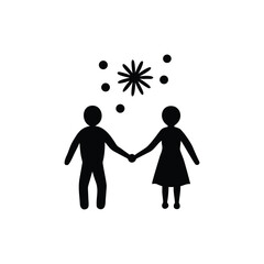 Couple holding hands under exploding champagne